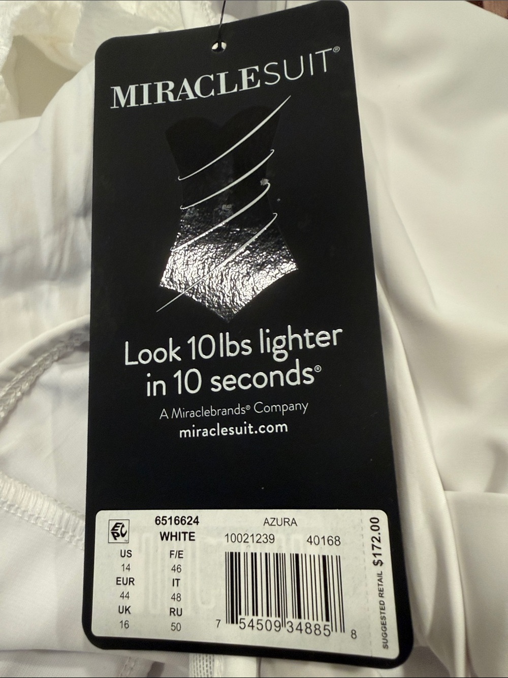 NWT Miraclesuit White One-Shoulder Mesh-Panel One-Piece Swimsuit - Picture 4 of 6
